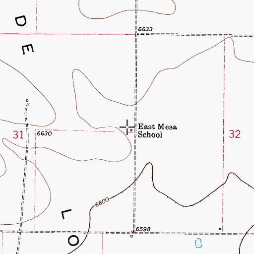 Topographic Map of East Mesa School, NM
