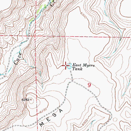 Topographic Map of East Myers Tank, NM