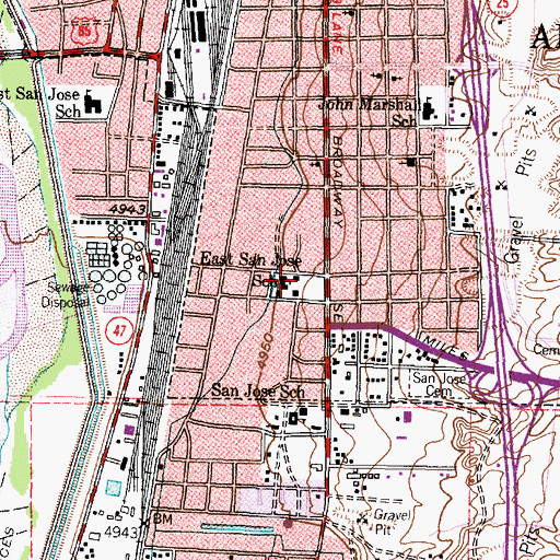Topographic Map of East San Jose Elementary School, NM