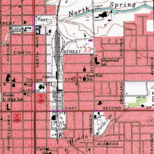 Topographic Map of East Side School, NM