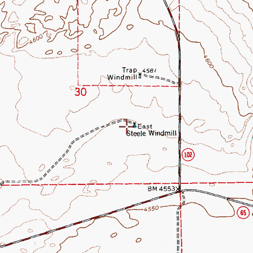 Topographic Map of East Steele Windmill, NM
