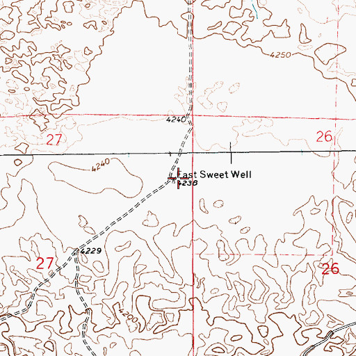 Topographic Map of East Sweet Well, NM