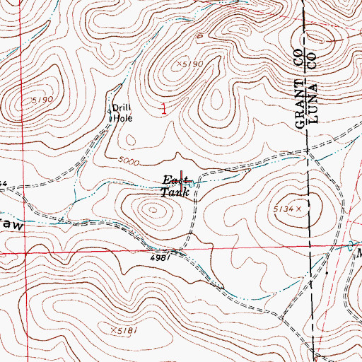 Topographic Map of East Tank, NM