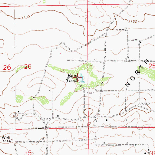Topographic Map of East Tank, NM