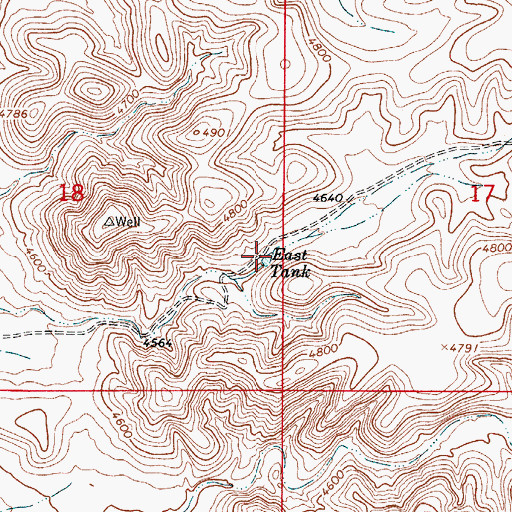 Topographic Map of East Tank, NM