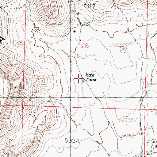 Topographic Map of East Tank, NM