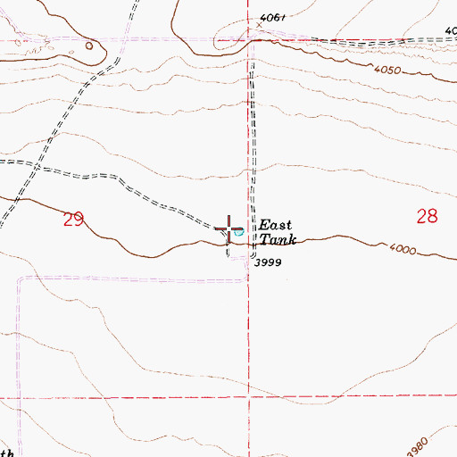 Topographic Map of East Tank, NM