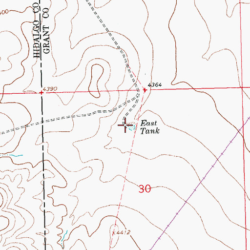 Topographic Map of East Tank, NM