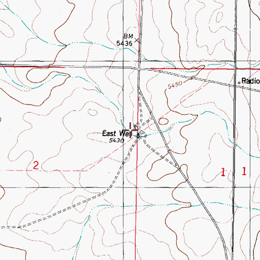Topographic Map of East Well, NM