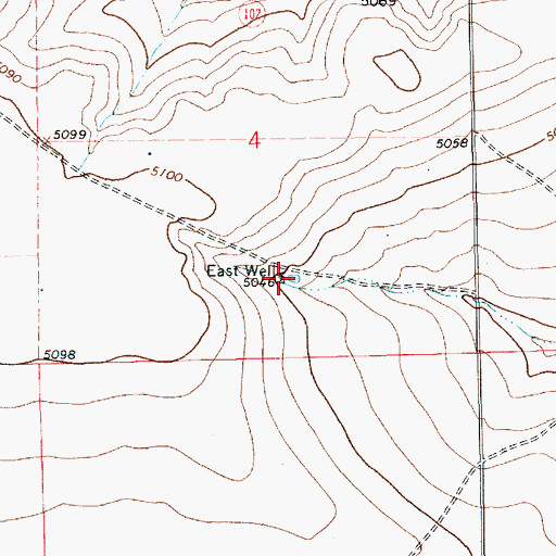 Topographic Map of East Well, NM