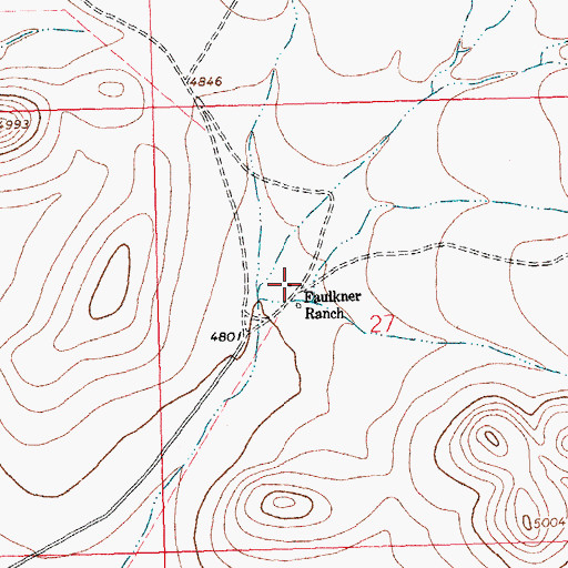 Topographic Map of Eaulkner Ranch, NM