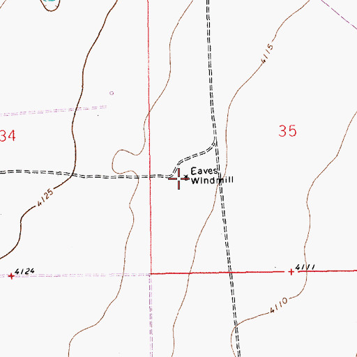 Topographic Map of Eaves Windmill, NM