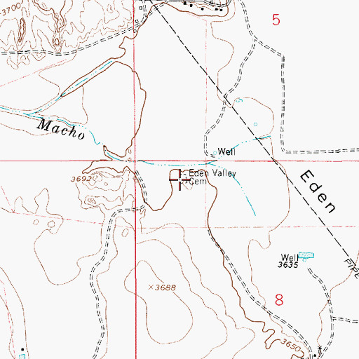 Topographic Map of Eden Valley Cemetery, NM