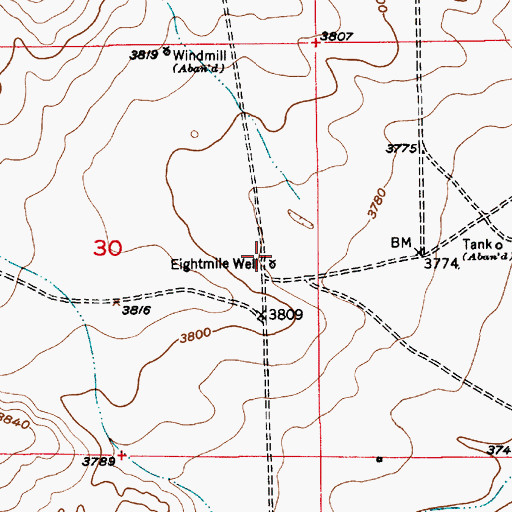 Topographic Map of Eightmile Well, NM