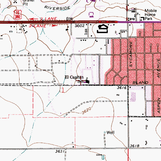 Topographic Map of El Capitan School, NM