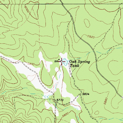 Topographic Map of Oak Spring Tanks, AZ