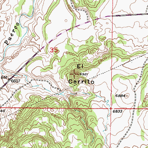 Topographic Map of El Cerrito, NM