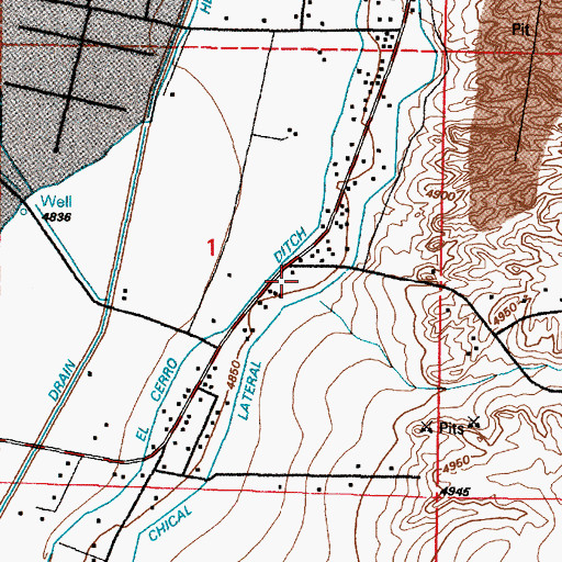Topographic Map of El Cerro Church, NM