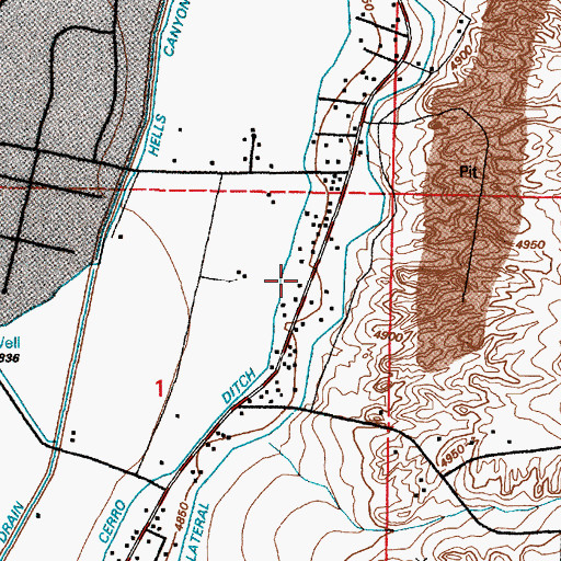 Topographic Map of El Cerro Ditch, NM