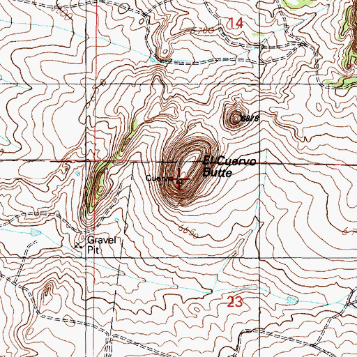Topographic Map of El Cuervo Butte, NM
