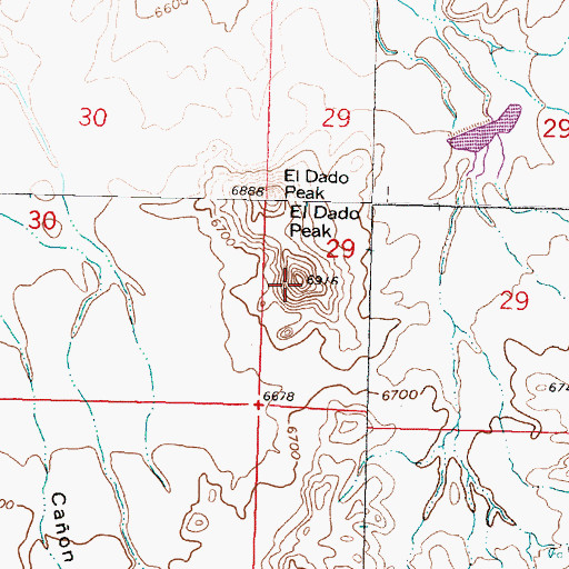 Topographic Map of El Dado Peak, NM