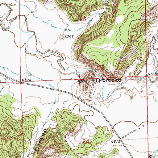 Topographic Map of El Porticito, NM