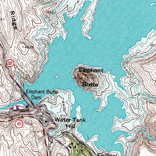 Topographic Map of Elephant Butte, NM