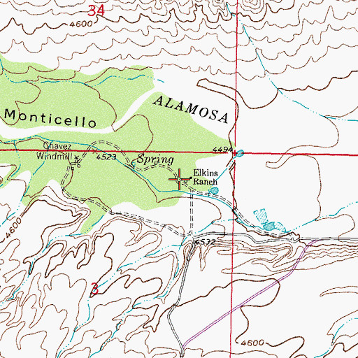 Topographic Map of Elkins Ranch, NM