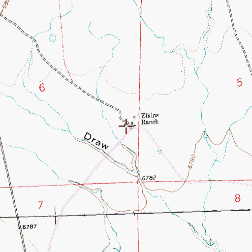 Topographic Map of Elkins Ranch, NM
