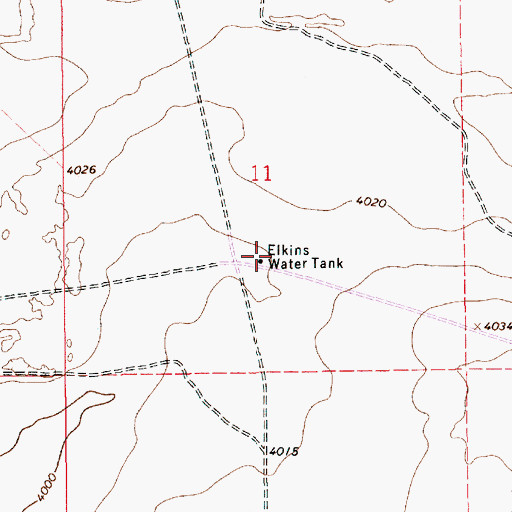 Topographic Map of Elkins Water Tank, NM