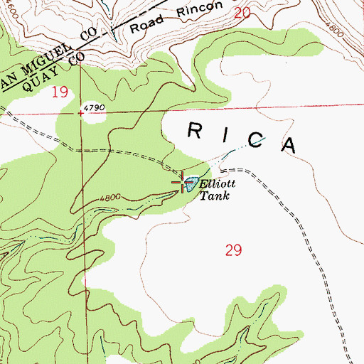 Topographic Map of Elliott Tank, NM