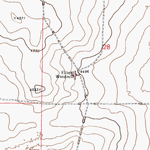 Topographic Map of Elliott Windmill, NM