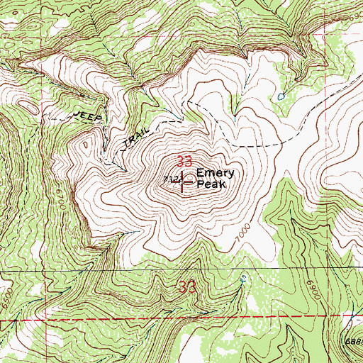 Topographic Map of Emery Peak, NM