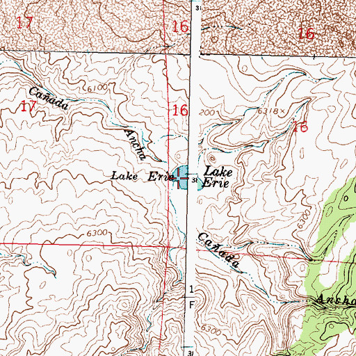 Topographic Map of Lake Erie, NM
