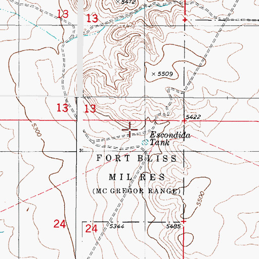 Topographic Map of Escondida Tank, NM