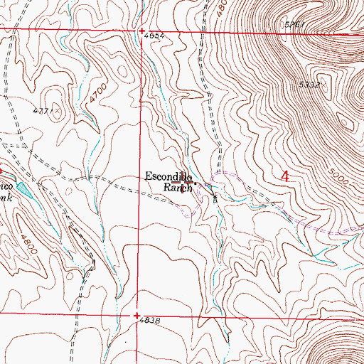 Topographic Map of Escondido Ranch, NM