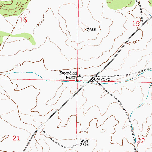 Topographic Map of Escondido Ranch, NM