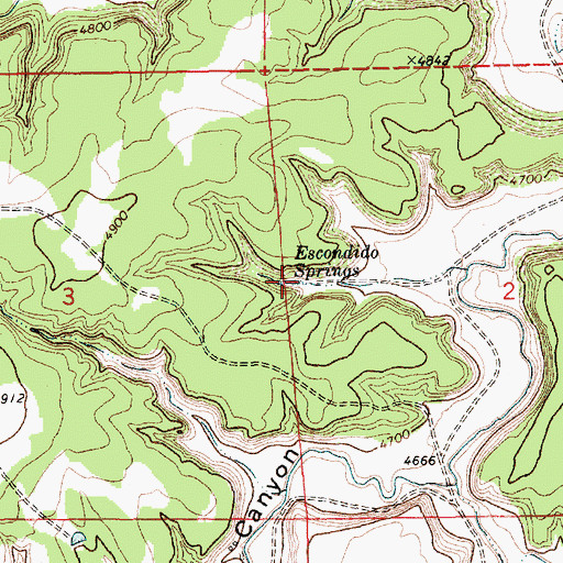 Topographic Map of Escondido Springs, NM