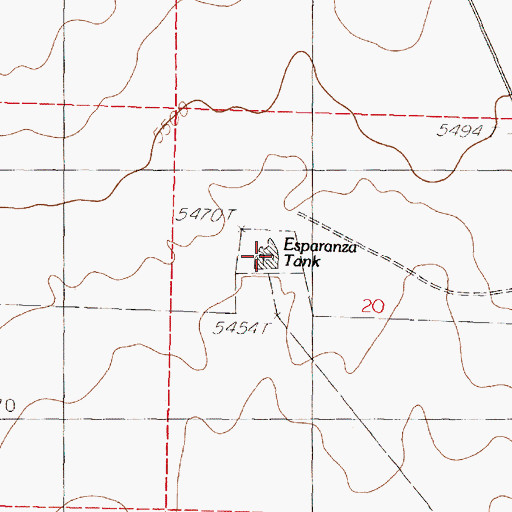Topographic Map of Esparauza Tank, NM