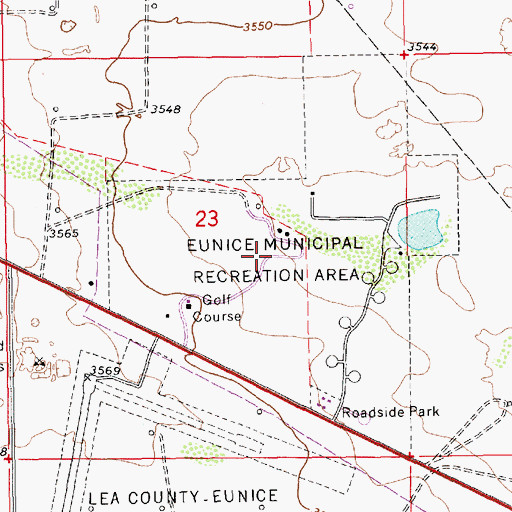 Topographic Map of Eunice Municipal Recreation Area, NM