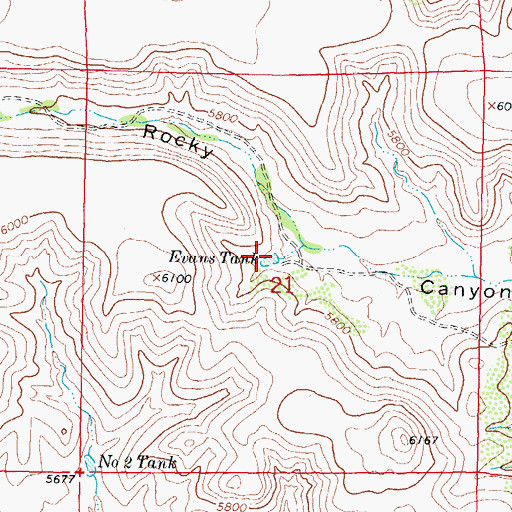 Topographic Map of Evans Tank, NM