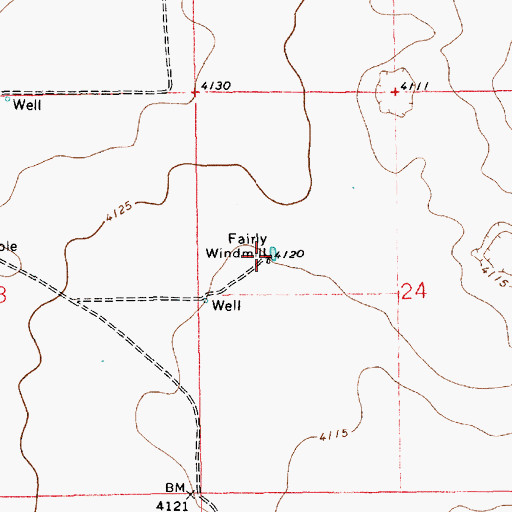 Topographic Map of Fairly Windmill, NM