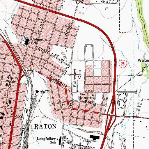 Topographic Map of Fairmont Cemetery, NM