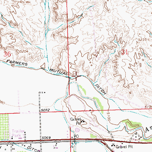 Topographic Map of Farmers Mutual Ditch, NM