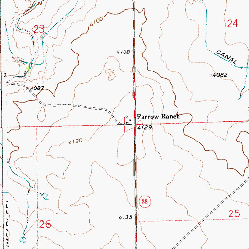 Topographic Map of Farrow Ranch, NM