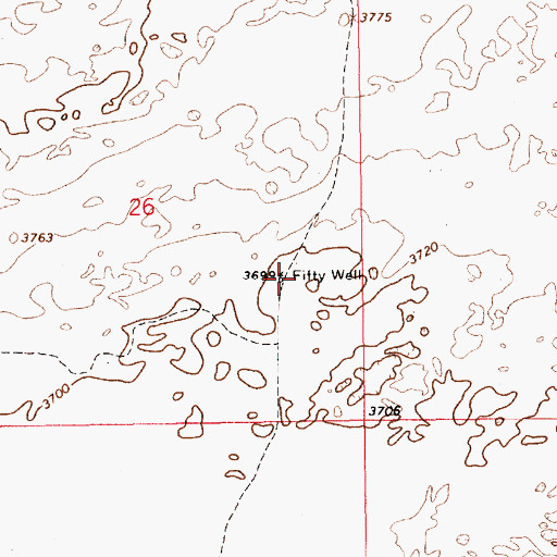 Topographic Map of Fifty Well, NM