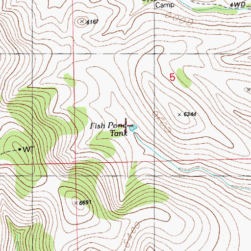 Topographic Map of Fish Pond Tank, NM