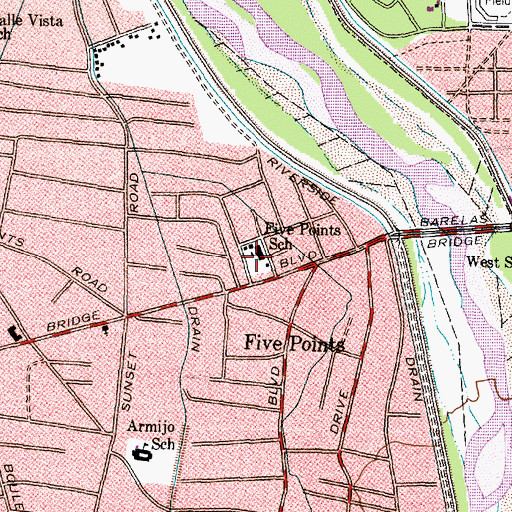 Topographic Map of Five Points School, NM