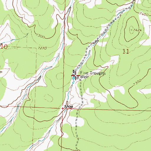 Topographic Map of Five Troughs Well, NM