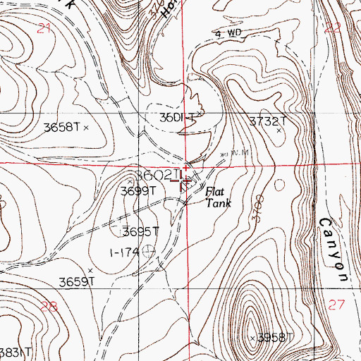 Topographic Map of Flat Tank, NM